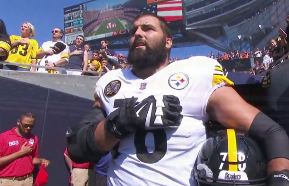 Villanueva standing without his team for the national anthem on Sundays game
