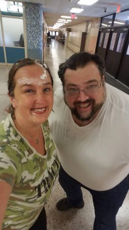 Ms. Campbell and Mr. Smith after they got pied in the face by their favorite students!