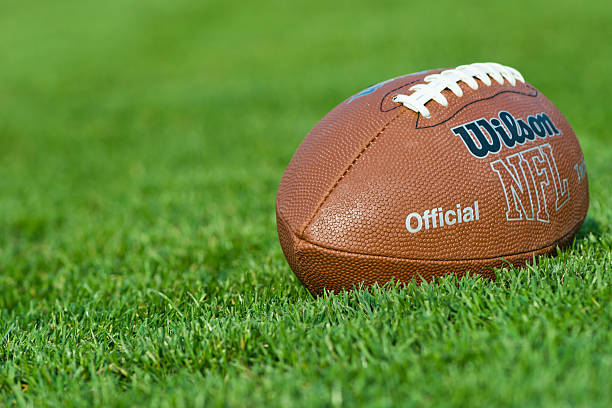 Iasi, Romania - September 20, 2012:  Wilson NFL Trakified American Football ball, on the field